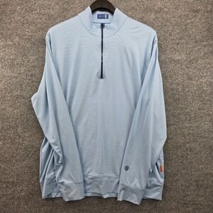 STITCH Golf Mens Pullover 1/4 Zip Long Sleeve Performance Size L Light Blue